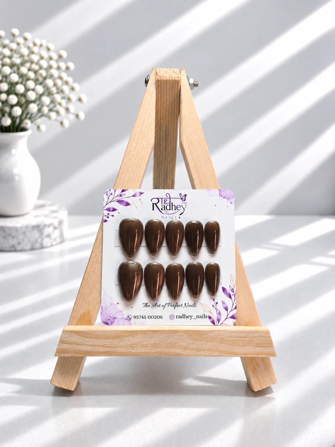 Chocolate Brown Glossy Press-On Nails – Rich Espresso-Inspired Minimalist Nail Set